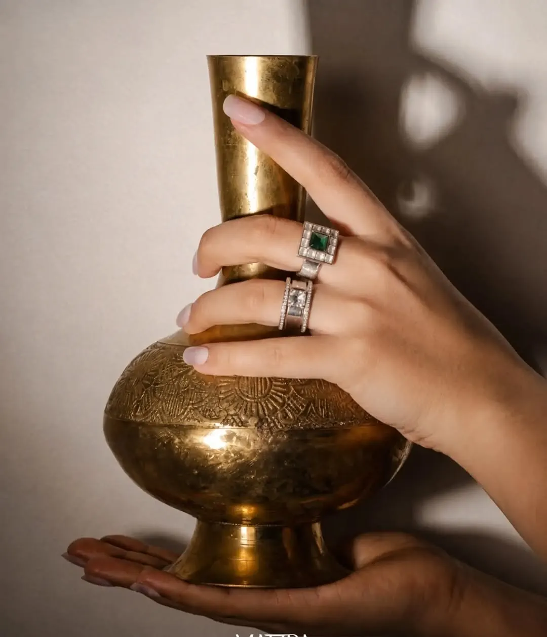 Emerald & diamond bands: Emerald, diamonds